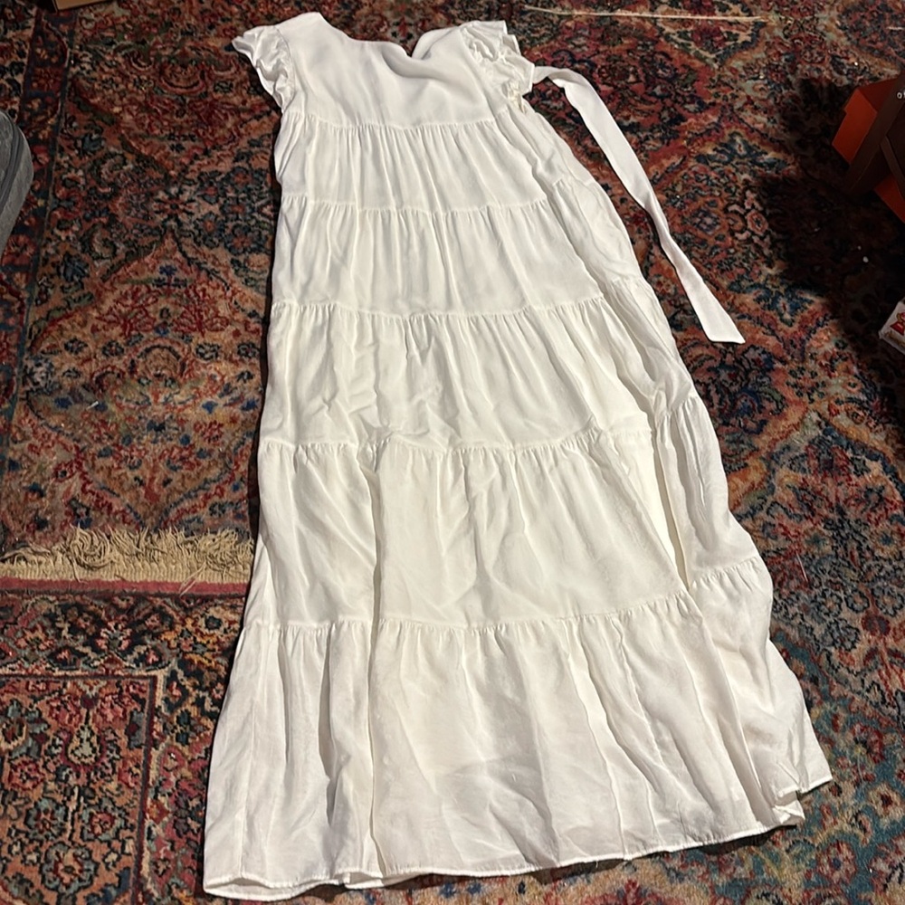 White maxi dress with tie closure in back